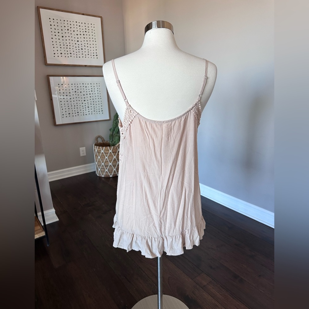 Boutique Crochet Tank Top Camisole Boho Festival Coastal Cowgirl Sand LG - Picture 4 of 11